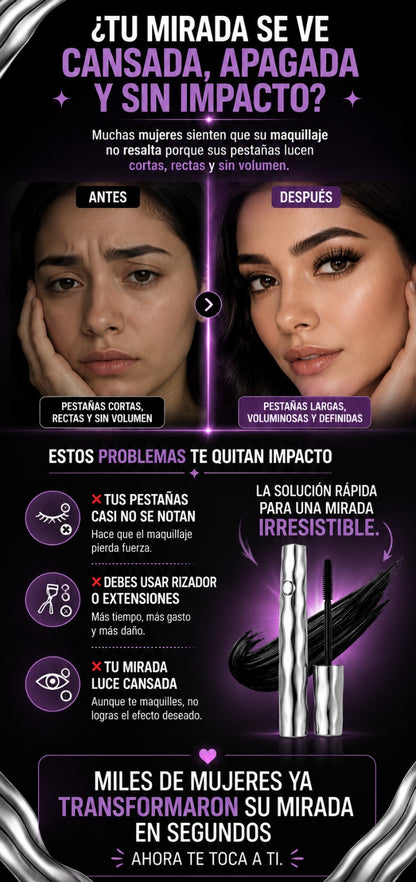 Máscara de Pestañas Zephoco 4D - Volumen, Alargamiento y Resistencia Total